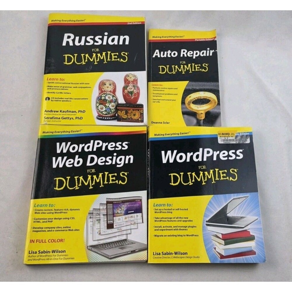 Lot of 4 "For Dummies" Books – WordPress, Web Design, Russian